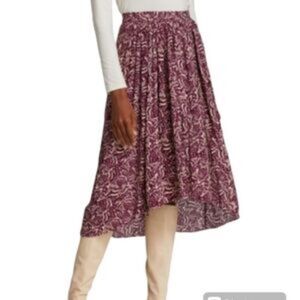 NWOT ba&sh Women's L Lenny Printed High Low Midi Skirt